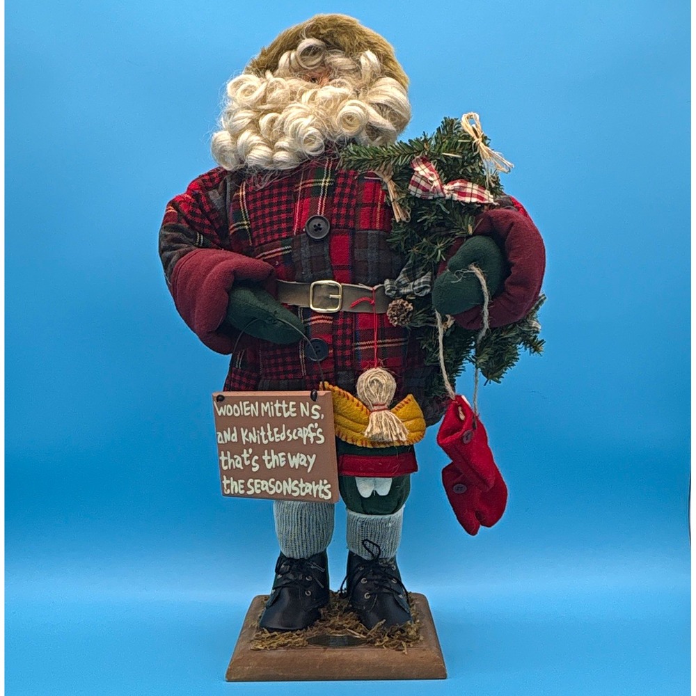 Donna Lolato Heading For The Holidays Ltd Edition Plaid Wilderness Santa 21"